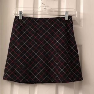Red, Black, White Plaid Mini Skirt